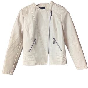 Chou Yatou White Faux Leather Jacket. Size Medium.